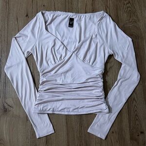 Windsor Off-White Ruched Long Sleeve Top